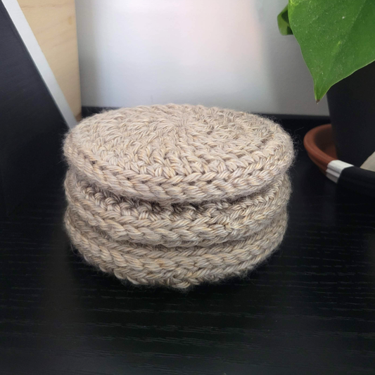 Wood Center Crocheted Coasters (Set of 3)